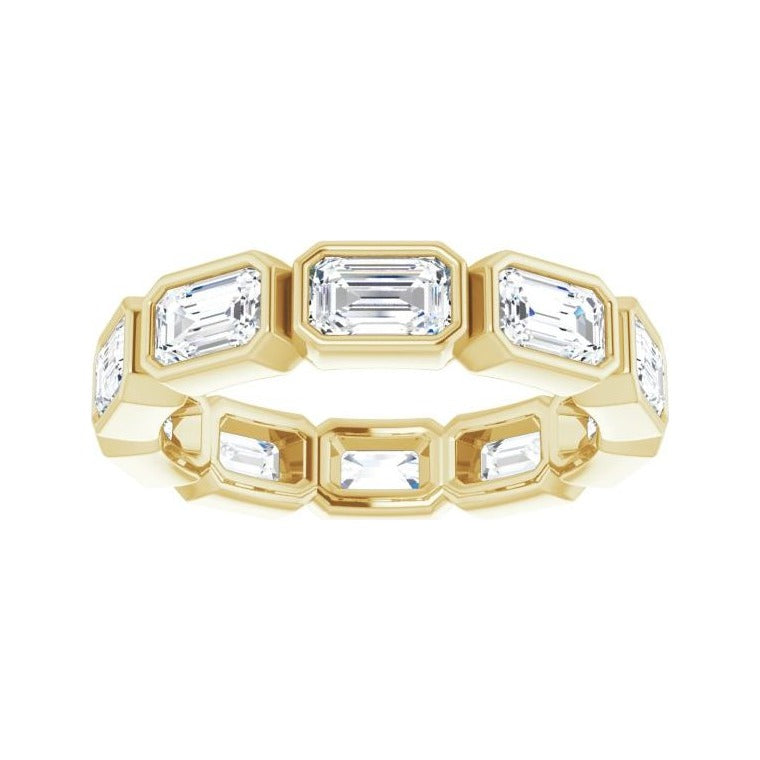 Sapphire Row Lab-Grown Diamond Emerald-Cut Station Band - 10K Yellow Gold, 6.5 (view 3)