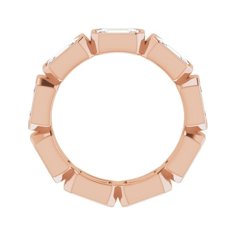 Sapphire Row Lab-Grown Diamond Emerald-Cut Station Band - 10K Rose Gold, 4.5 (view 2)