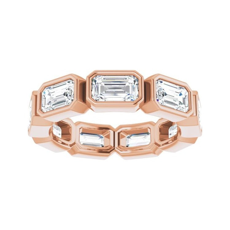 Sapphire Row Lab-Grown Diamond Emerald-Cut Station Band - 10K Rose Gold, 4.5 (view 3)