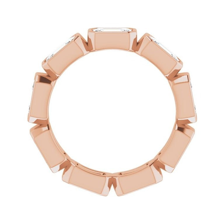 Sapphire Row Lab-Grown Diamond Emerald-Cut Station Band - 10K Rose Gold, 5.5 (view 2)