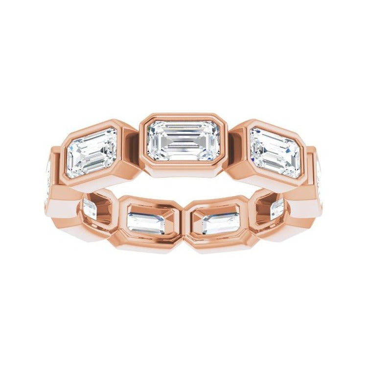 Sapphire Row Lab-Grown Diamond Emerald-Cut Station Band - 10K Rose Gold, 5.5 (view 3)