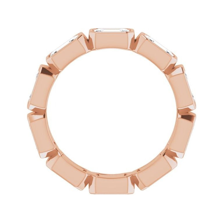 Sapphire Row Lab-Grown Diamond Emerald-Cut Station Band - 10K Rose Gold, 7.5 (view 2)