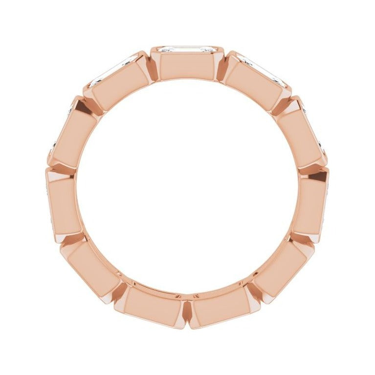 Sapphire Row Lab-Grown Diamond Emerald-Cut Station Band - 10K Rose Gold, 8.5 (view 2)