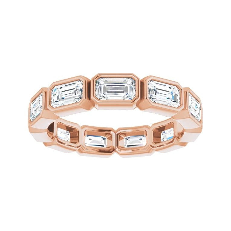 Sapphire Row Lab-Grown Diamond Emerald-Cut Station Band - 10K Rose Gold, 8.5 (view 3)
