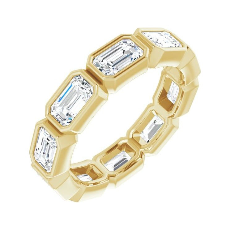 Sapphire Row Lab-Grown Diamond Emerald-Cut Station Band - 10K Yellow Gold, 6