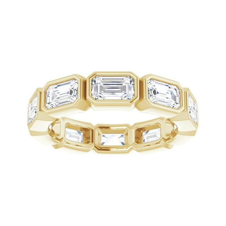Sapphire Row Lab-Grown Diamond Emerald-Cut Station Band - 10K Yellow Gold, 6 (view 3)