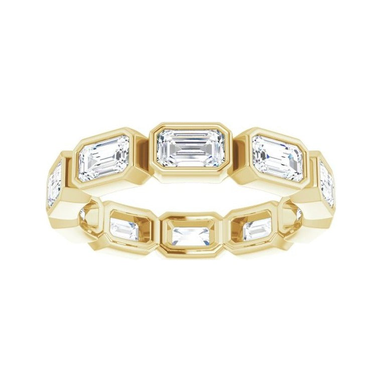 Sapphire Row Lab-Grown Diamond Emerald-Cut Station Band - 10K Yellow Gold, 8 (view 3)
