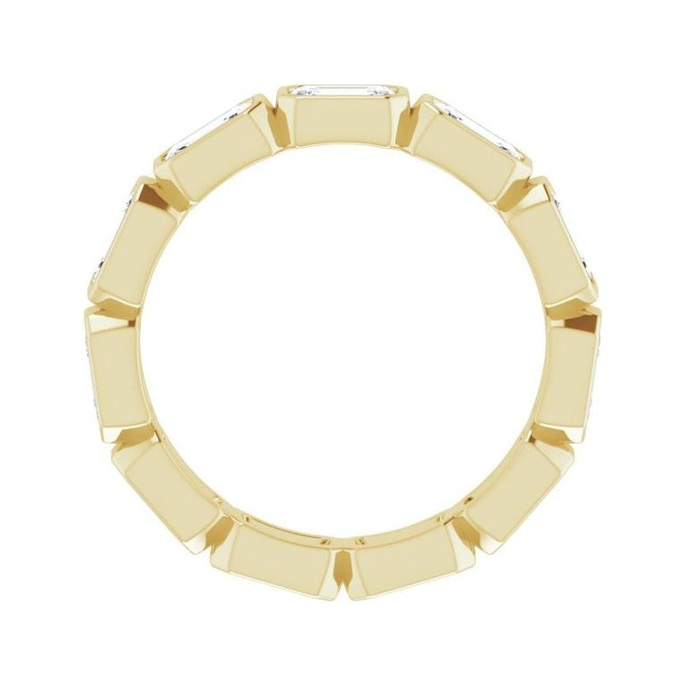 Sapphire Row Lab-Grown Diamond Emerald-Cut Station Band - 10K Yellow Gold, 9 (view 2)