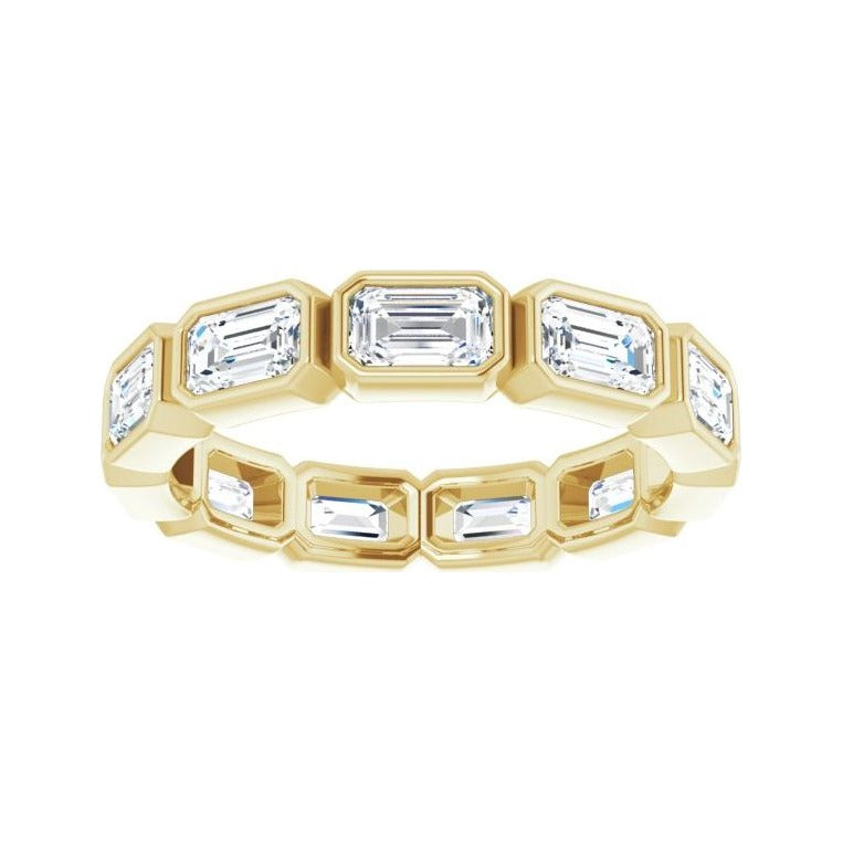 Sapphire Row Lab-Grown Diamond Emerald-Cut Station Band - 10K Yellow Gold, 9 (view 3)