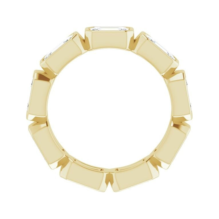 Sapphire Row Lab-Grown Diamond Emerald-Cut Station Band - 14K Yellow Gold, 5 (view 2)