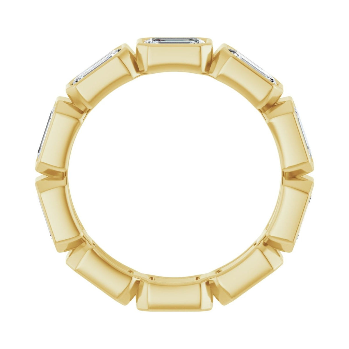 Sapphire Row Lab-Grown Diamond Emerald-Cut Station Band - 14K Yellow Gold, 7 (view 2)