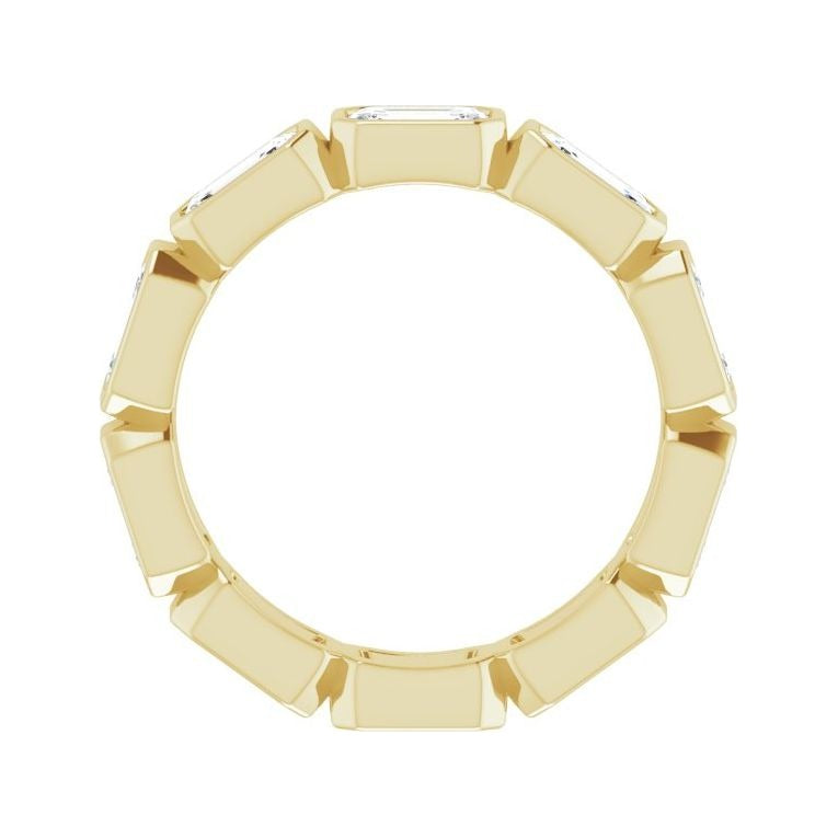 Sapphire Row Lab-Grown Diamond Emerald-Cut Station Band - 10K Yellow Gold, 6.75 (view 2)