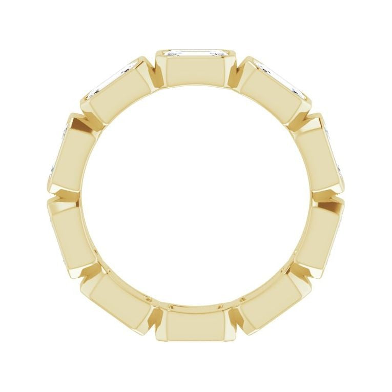 Sapphire Row Lab-Grown Diamond Emerald-Cut Station Band - 10K Yellow Gold, 7.25 (view 2)
