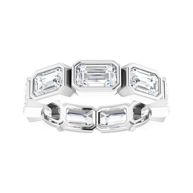 Sapphire Row Lab-Grown Diamond Emerald-Cut Station Band - 10K White Gold, 4 (view 3)