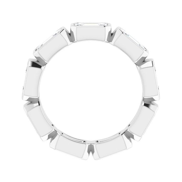 Sapphire Row Lab-Grown Diamond Emerald-Cut Station Band - 10K White Gold, 5 (view 2)