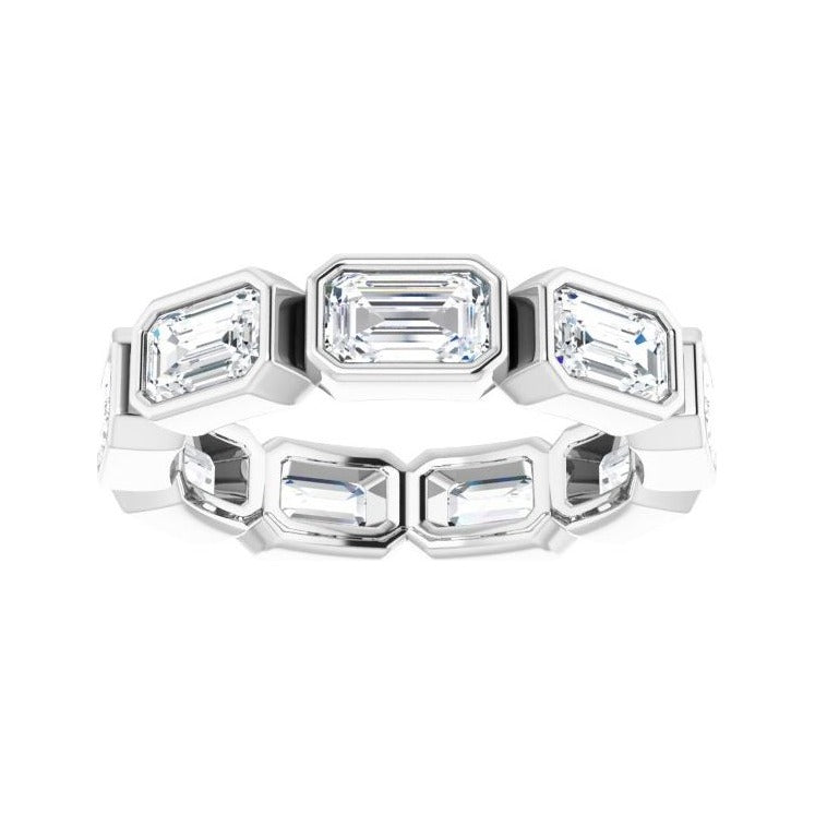 Sapphire Row Lab-Grown Diamond Emerald-Cut Station Band - 10K White Gold, 5 (view 3)
