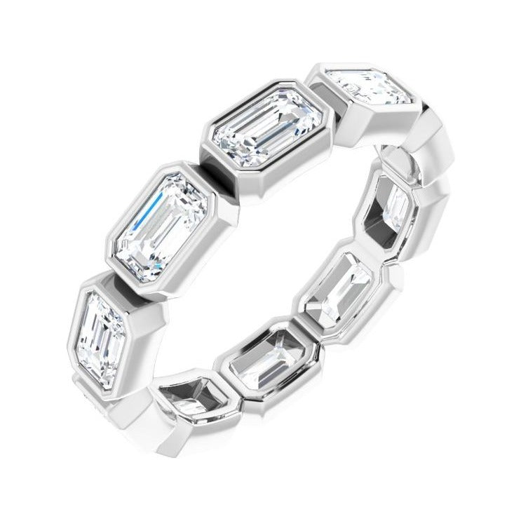 Sapphire Row Lab-Grown Diamond Emerald-Cut Station Band - 10K White Gold, 8