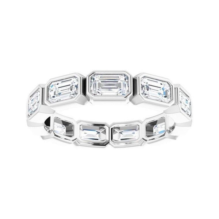 Sapphire Row Lab-Grown Diamond Emerald-Cut Station Band - 10K White Gold, 9 (view 3)