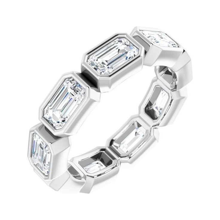 Sapphire Row Lab-Grown Diamond Emerald-Cut Station Band - 14K White Gold, 5
