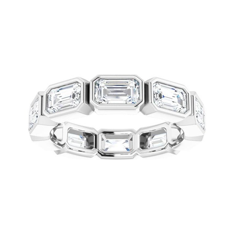 Sapphire Row Lab-Grown Diamond Emerald-Cut Station Band - 14K White Gold, 6 (view 3)