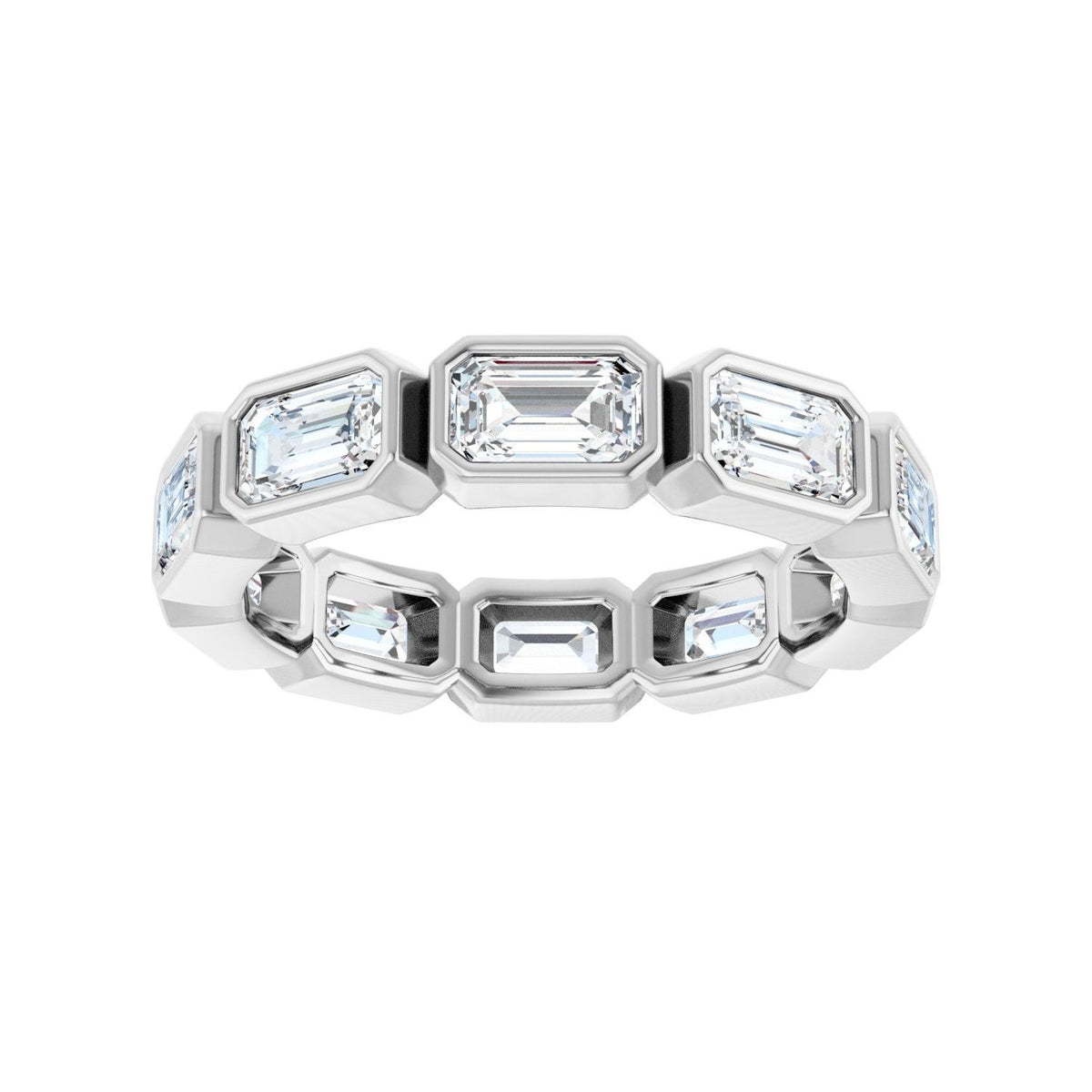 Sapphire Row Lab-Grown Diamond Emerald-Cut Station Band - 14K White Gold, 7 (view 3)