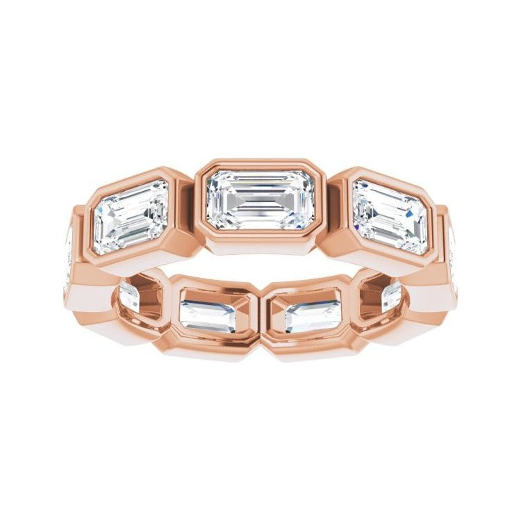 Sapphire Row Lab-Grown Diamond Emerald-Cut Station Band - 10K Rose Gold, 4.25 (view 3)