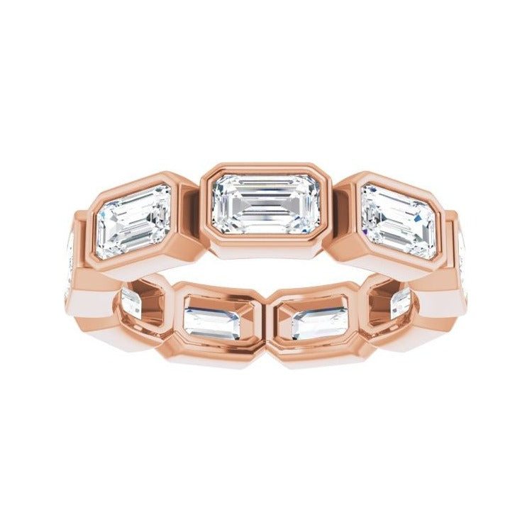 Sapphire Row Lab-Grown Diamond Emerald-Cut Station Band - 10K Rose Gold, 4.75 (view 3)