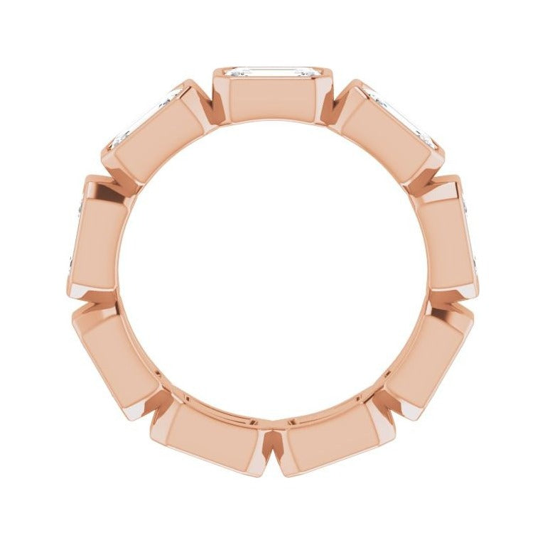 Sapphire Row Lab-Grown Diamond Emerald-Cut Station Band - 10K Rose Gold, 5.25 (view 2)