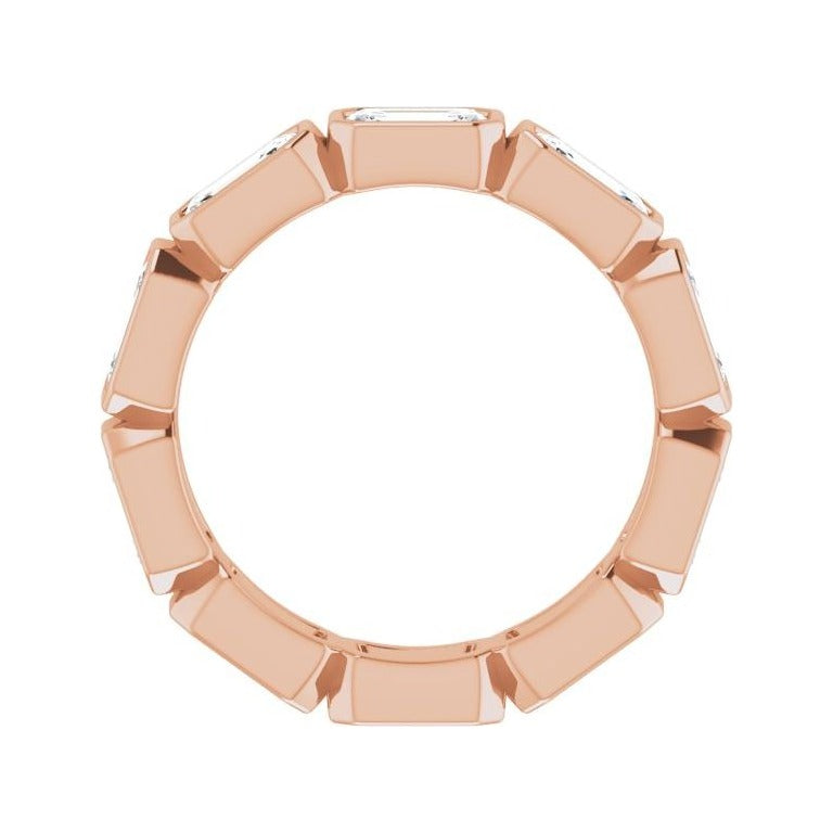 Sapphire Row Lab-Grown Diamond Emerald-Cut Station Band - 10K Rose Gold, 6.25 (view 2)