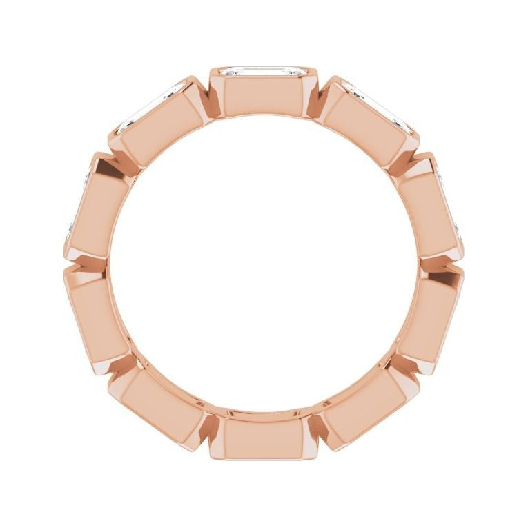 Sapphire Row Lab-Grown Diamond Emerald-Cut Station Band - 10K Rose Gold, 7.25 (view 2)