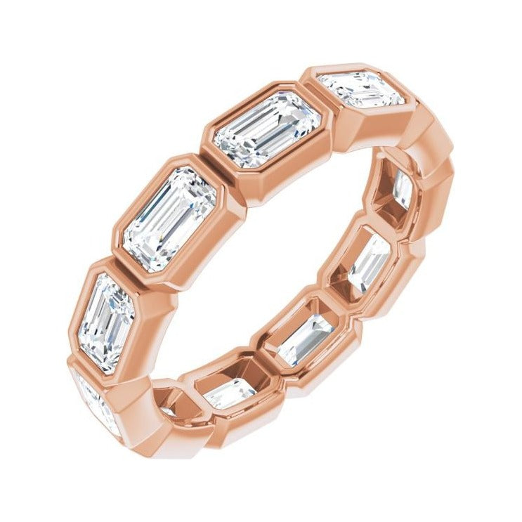 Sapphire Row Lab-Grown Diamond Emerald-Cut Station Band - 10K Rose Gold, 8.25