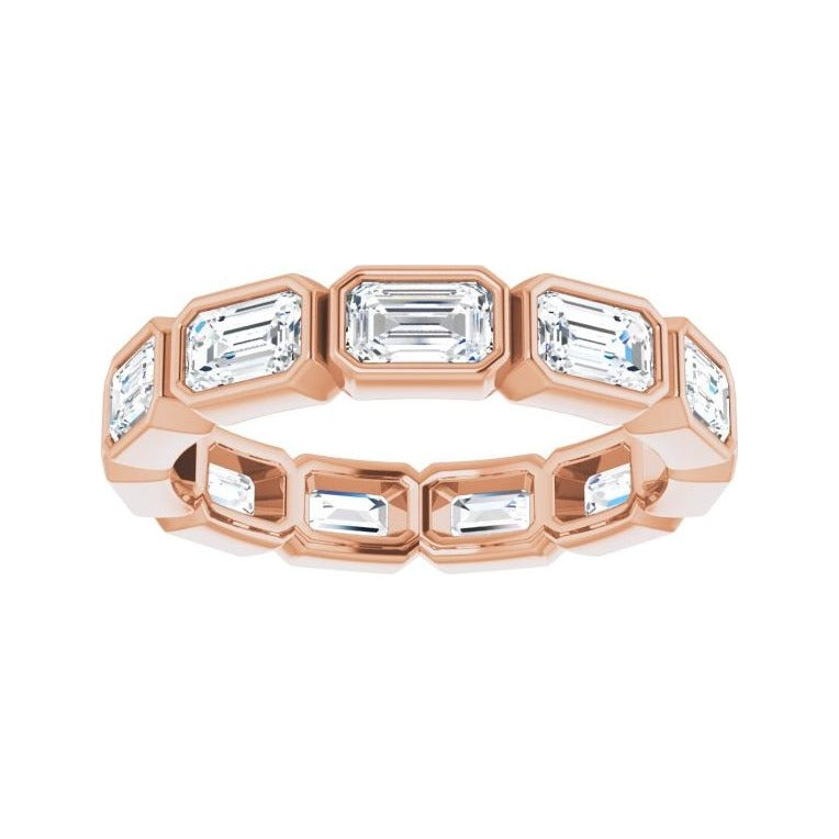Sapphire Row Lab-Grown Diamond Emerald-Cut Station Band - 10K Rose Gold, 8.25 (view 3)