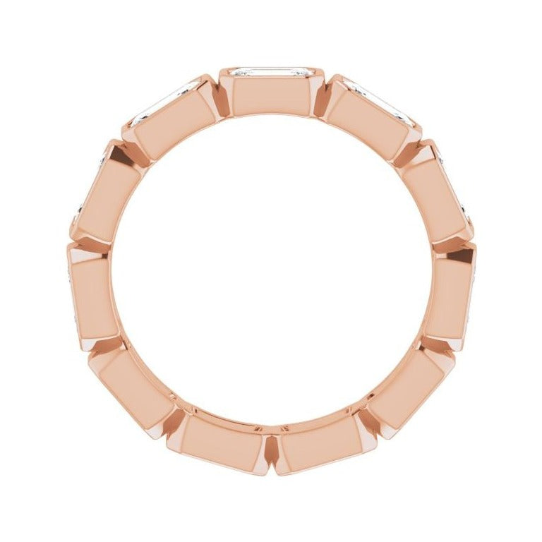 Sapphire Row Lab-Grown Diamond Emerald-Cut Station Band - 10K Rose Gold, 8.75 (view 2)