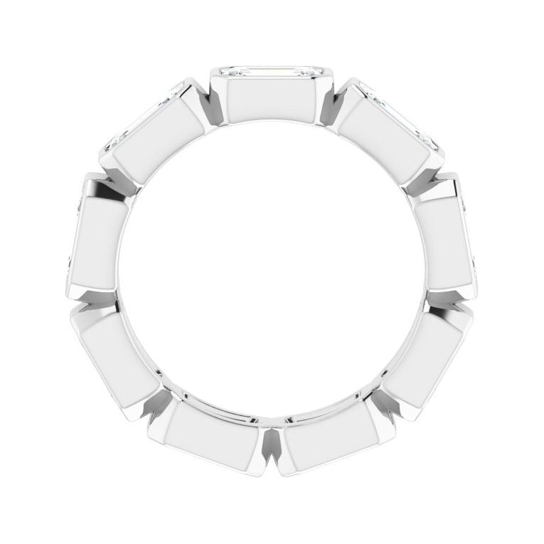Sapphire Row Lab-Grown Diamond Emerald-Cut Station Band - 10K White Gold, 4.5 (view 2)
