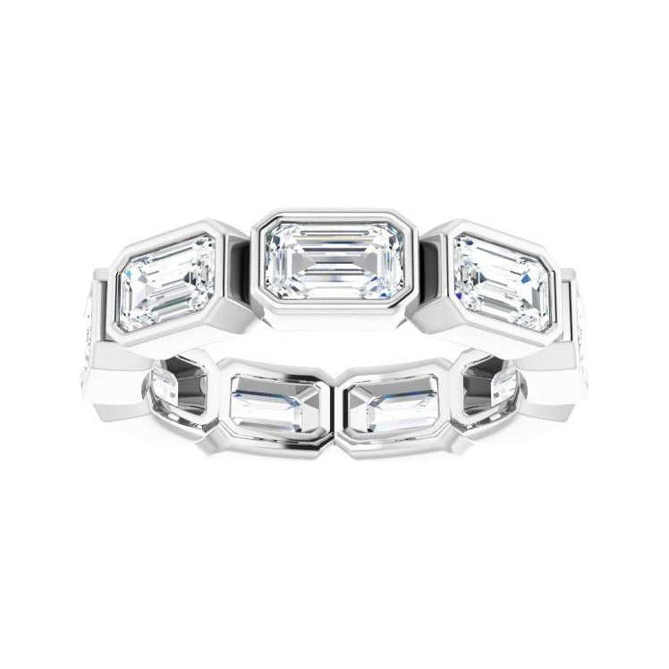 Sapphire Row Lab-Grown Diamond Emerald-Cut Station Band - 10K White Gold, 4.5 (view 3)