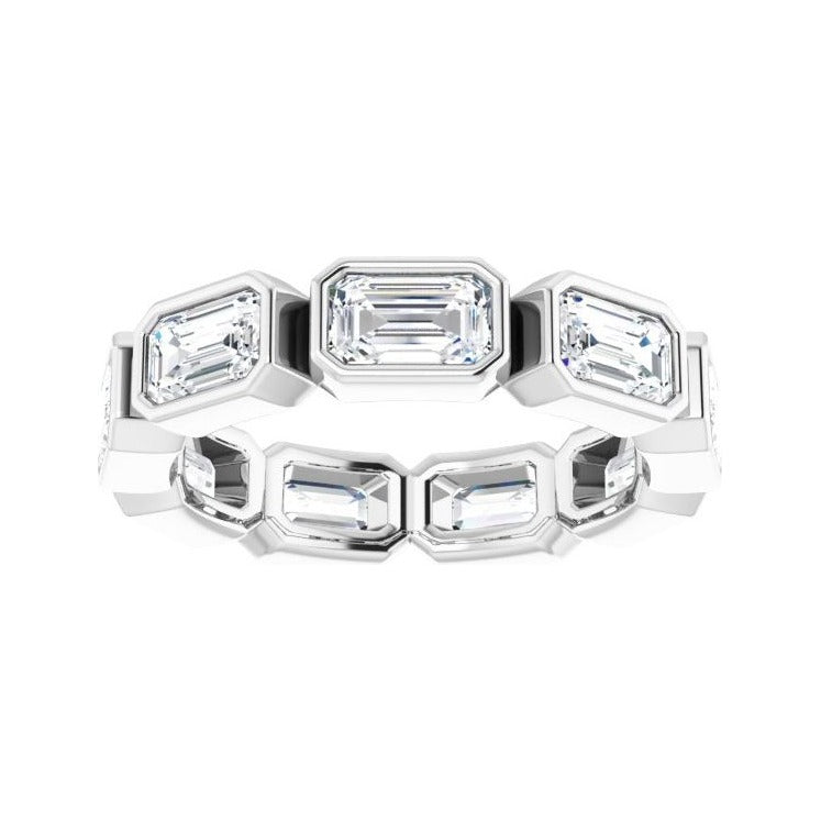 Sapphire Row Lab-Grown Diamond Emerald-Cut Station Band - 10K White Gold, 5.5 (view 3)