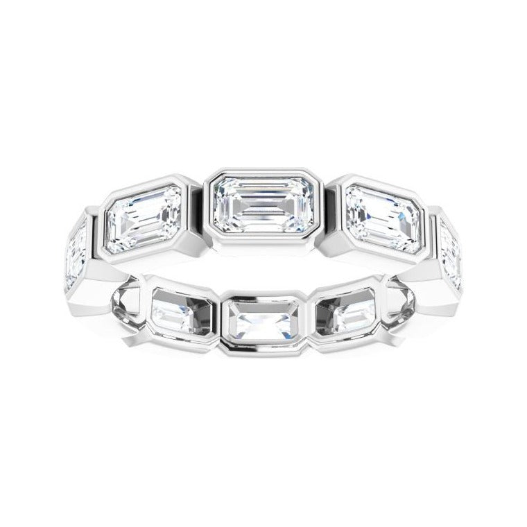 Sapphire Row Lab-Grown Diamond Emerald-Cut Station Band - 10K White Gold, 6.5 (view 3)