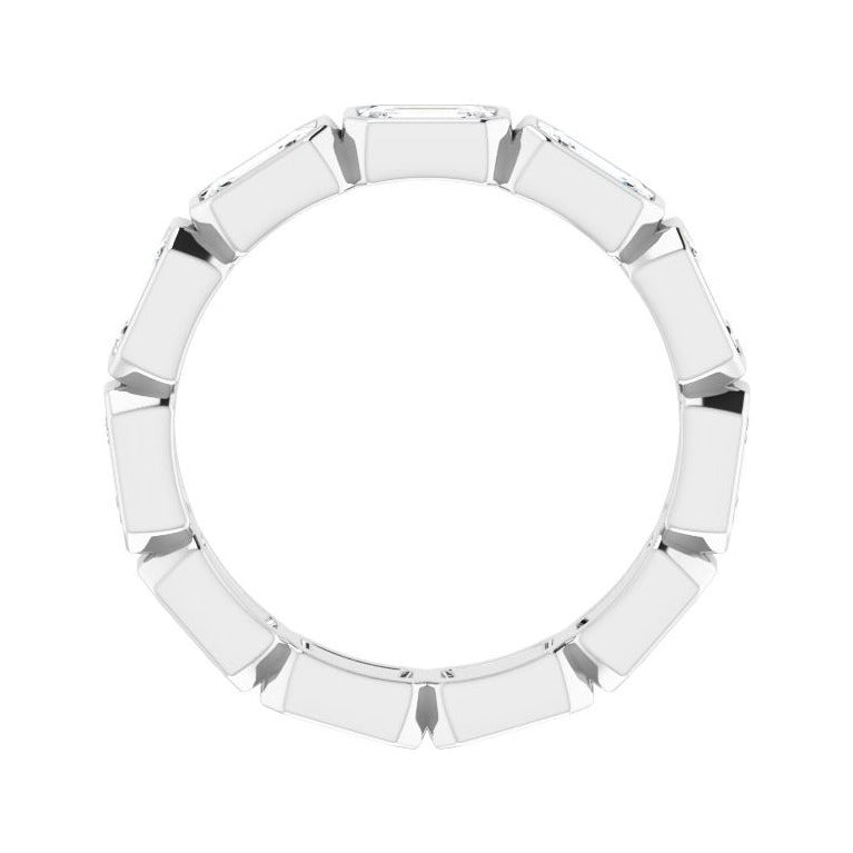Sapphire Row Lab-Grown Diamond Emerald-Cut Station Band - 10K White Gold, 8.5 (view 2)