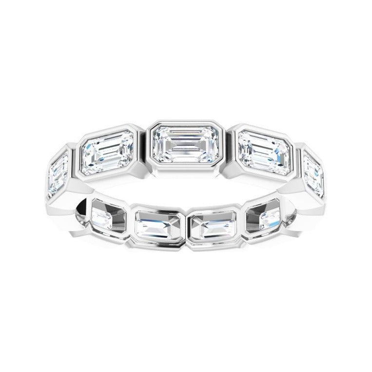 Sapphire Row Lab-Grown Diamond Emerald-Cut Station Band - 10K White Gold, 8.5 (view 3)