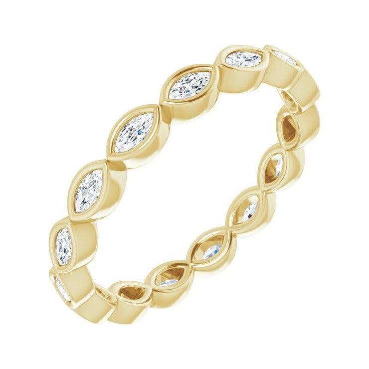 Sapphire Row Lab-Grown Diamond Marquise Station Band - 14K Yellow Gold, 3 × 1.5 mm, 6