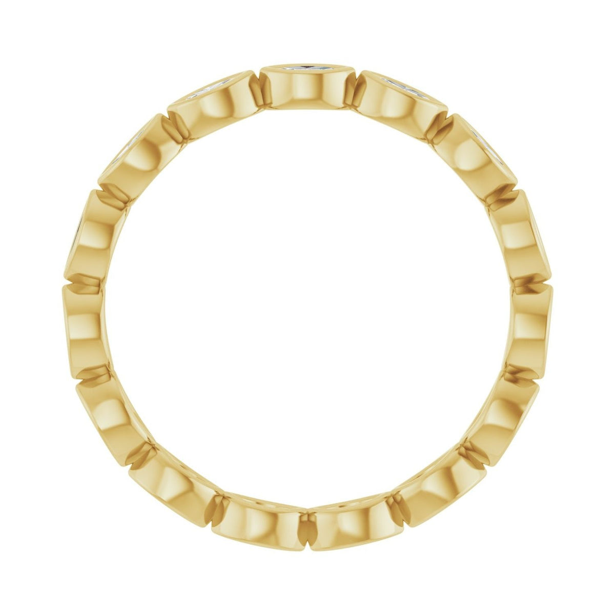 Sapphire Row Lab-Grown Diamond Marquise Station Band - 14K Yellow Gold, 3 × 1.5 mm, 7 (view 2)