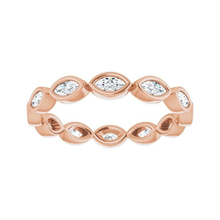 Sapphire Row Lab-Grown Diamond Marquise Station Band - 14K Rose Gold, 3.5 × 1.75 mm, 6 (view 3)