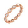 Sapphire Row Lab-Grown Diamond Marquise Station Band - 14K Rose Gold, 3.5 × 1.75 mm, 7