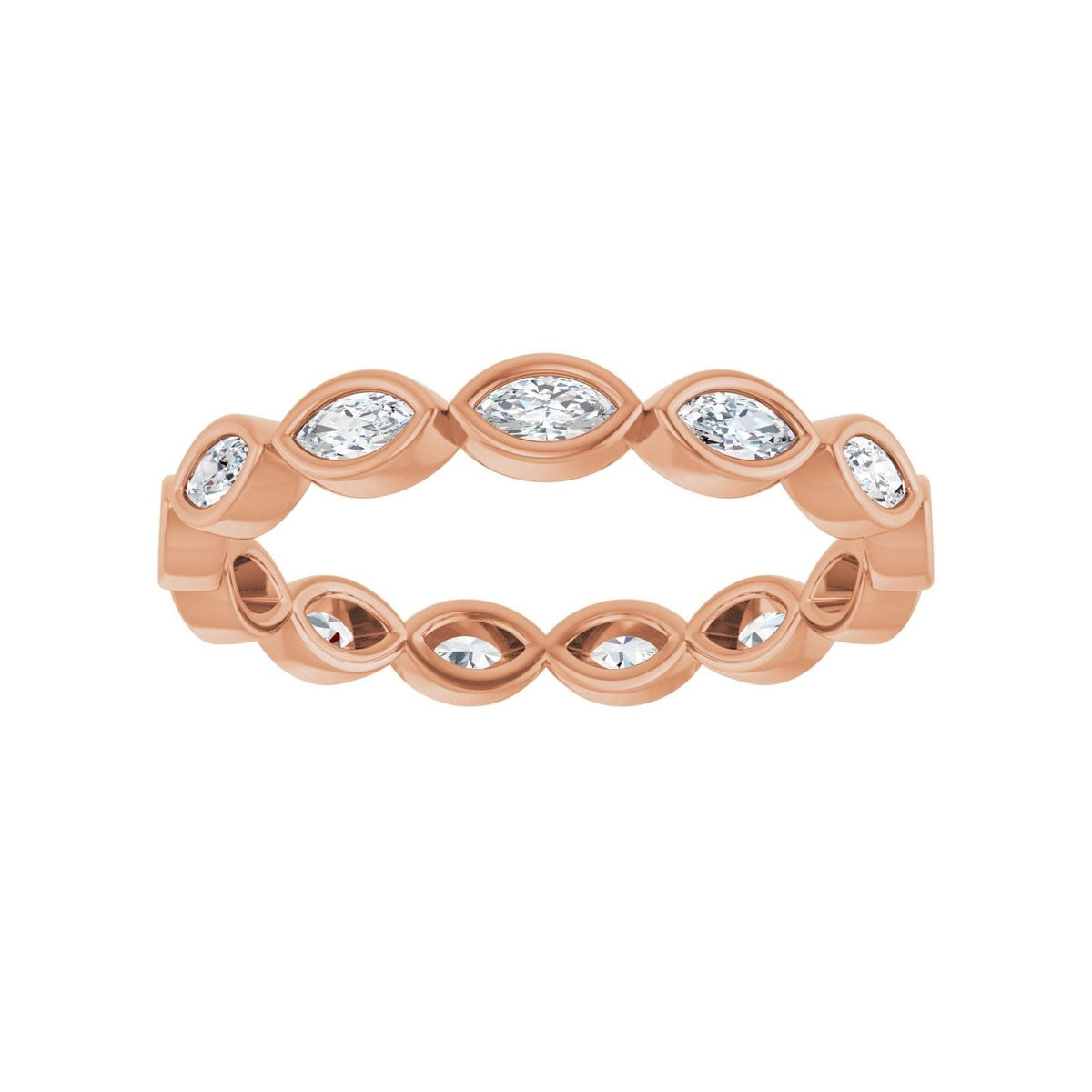 Sapphire Row Lab-Grown Diamond Marquise Station Band - 14K Rose Gold, 3.5 × 1.75 mm, 7 (view 3)