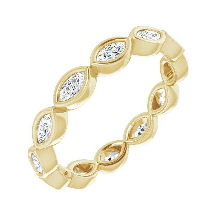 Sapphire Row Lab-Grown Diamond Marquise Station Band - 14K Yellow Gold, 3.5 × 1.75 mm, 5