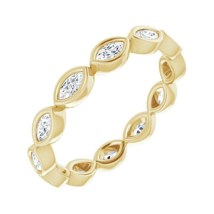 Sapphire Row Lab-Grown Diamond Marquise Station Band - 14K Yellow Gold, 3.5 × 1.75 mm, 6