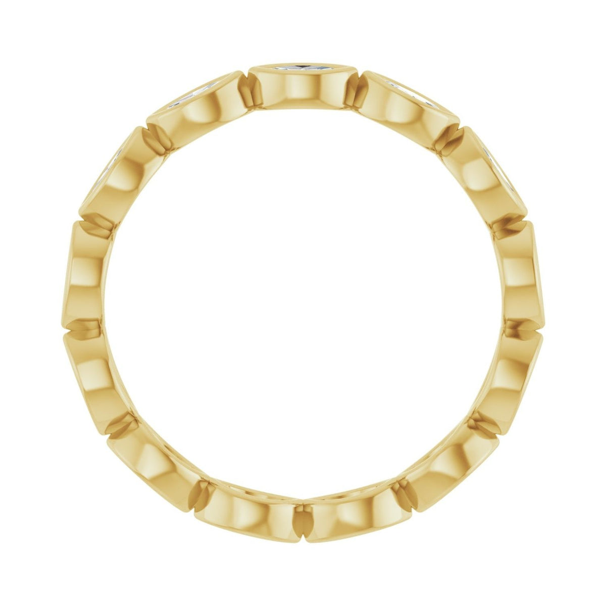 Sapphire Row Lab-Grown Diamond Marquise Station Band - 14K Yellow Gold, 3.5 × 1.75 mm, 7 (view 2)