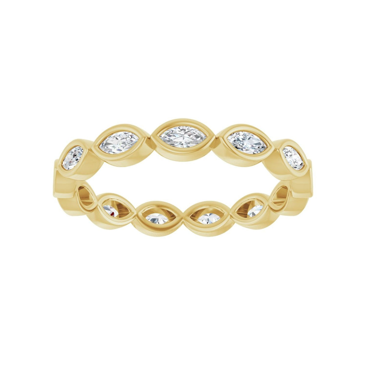 Sapphire Row Lab-Grown Diamond Marquise Station Band - 14K Yellow Gold, 3.5 × 1.75 mm, 7 (view 3)
