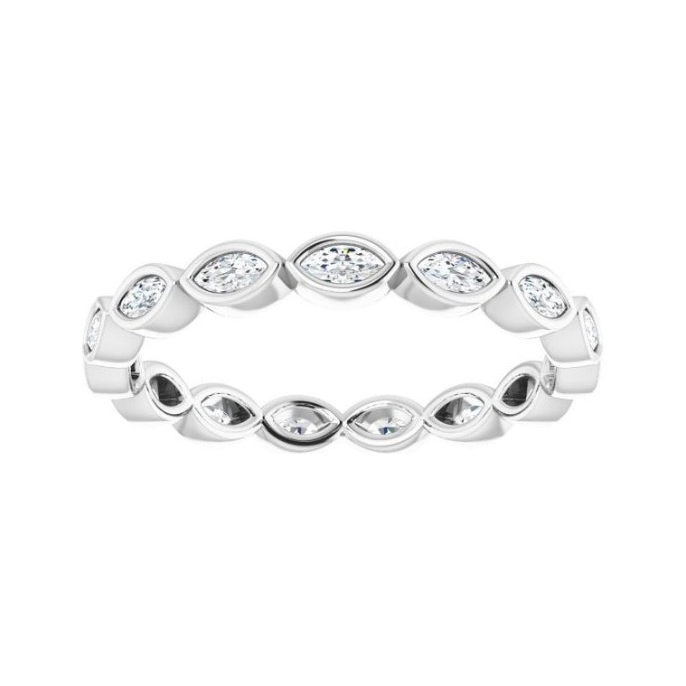 Sapphire Row Lab-Grown Diamond Marquise Station Band - 14K White Gold, 3 × 1.5 mm, 6 (view 3)