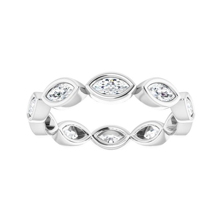Sapphire Row Lab-Grown Diamond Marquise Station Band - 14K White Gold, 4 × 2 mm, 5 (view 3)